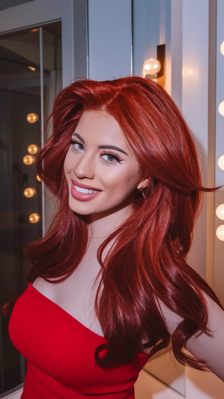 fall hair color ideas 2025 Hollywood Siren Red