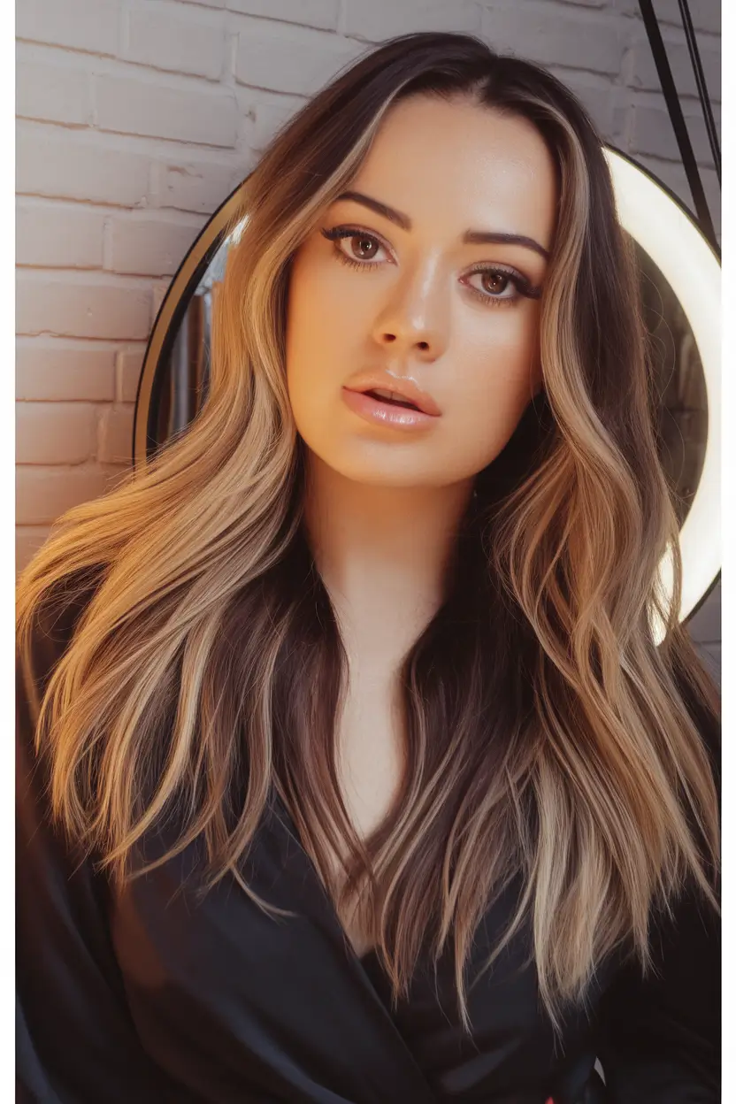 fall hair color ideas 2025 Golden Sand Bronde Blend