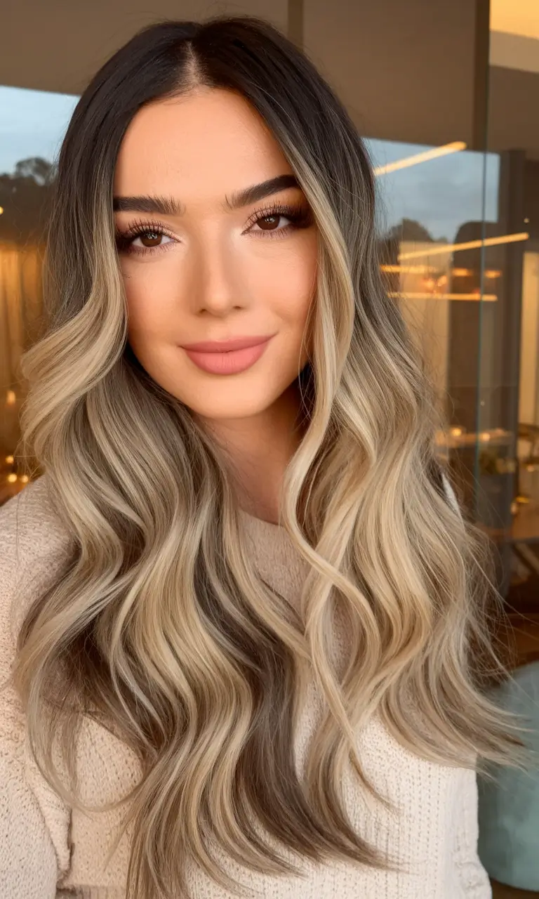 fall hair color ideas 2025 Smoky Root Melt for Blondes