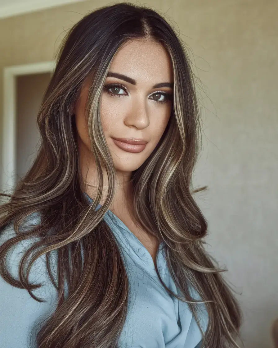 fall brunette hair color money piece Soft Waves & Bright Money Piece