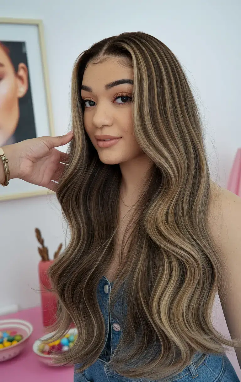 fall brunette hair color balayage long Extra Long & Ultra Layered Caramel Brunette