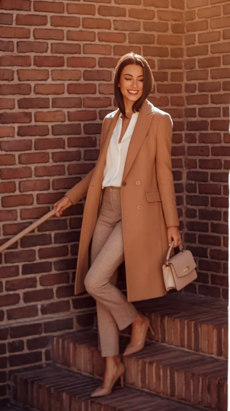 fall office outfits for women ideas 2025 The Camel-Coat Confidence Formula