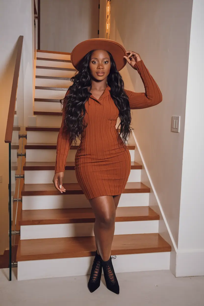 fall outfits for black women 2025 Spiced Cinnamon Mini and Hat
