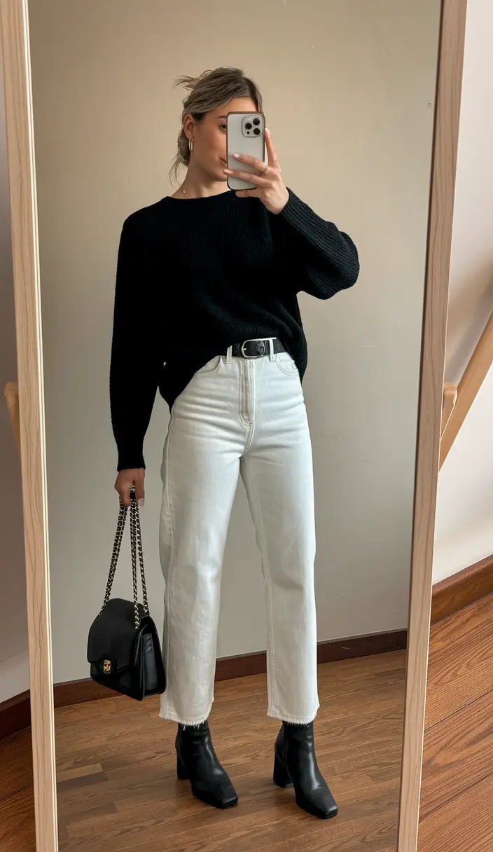 fall outfits for school 2025 Monochrome Contrast with Major Polish