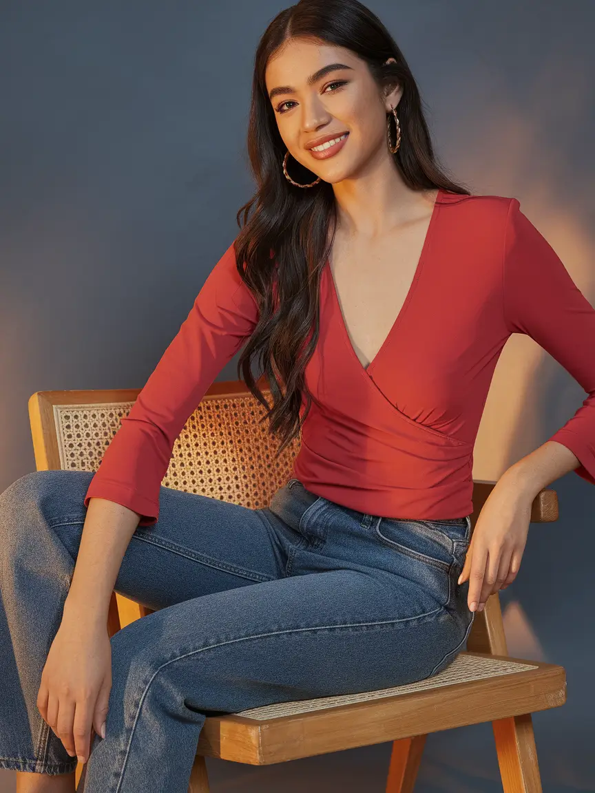 fall outfits latina women - cute ideas 2025 Cherry Wrap Top for Everyday Glow