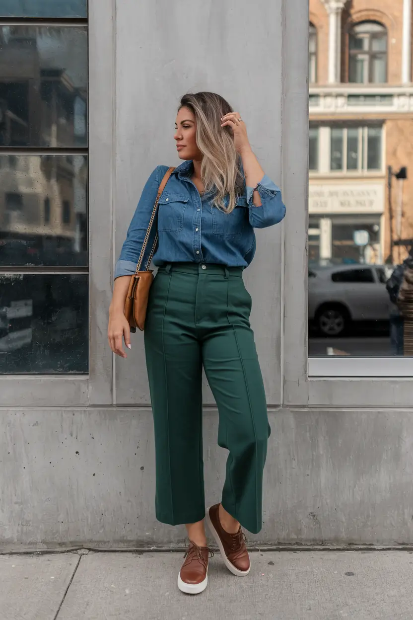 fall outfits latina women - cute ideas 2025 Denim & Emerald City Stroll