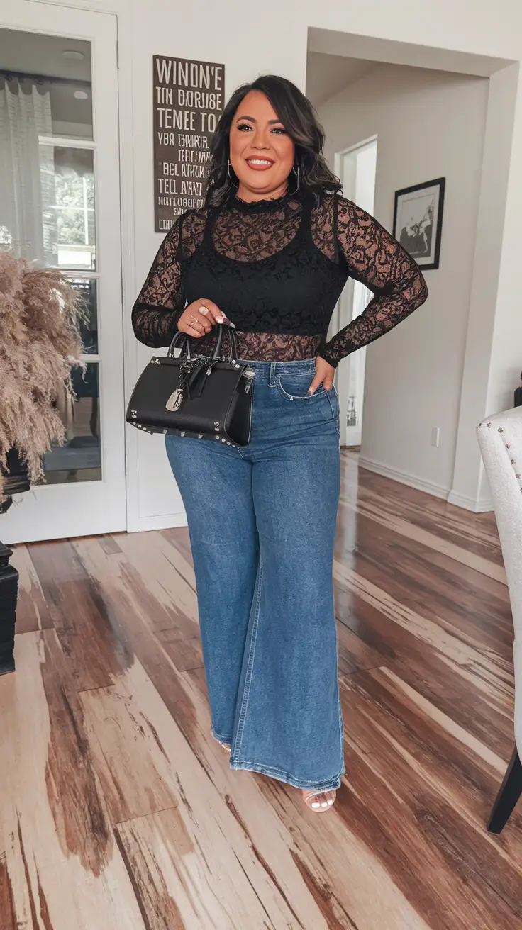 fall outfits latina women - cute ideas 2025 Lace and Denim Night Out
