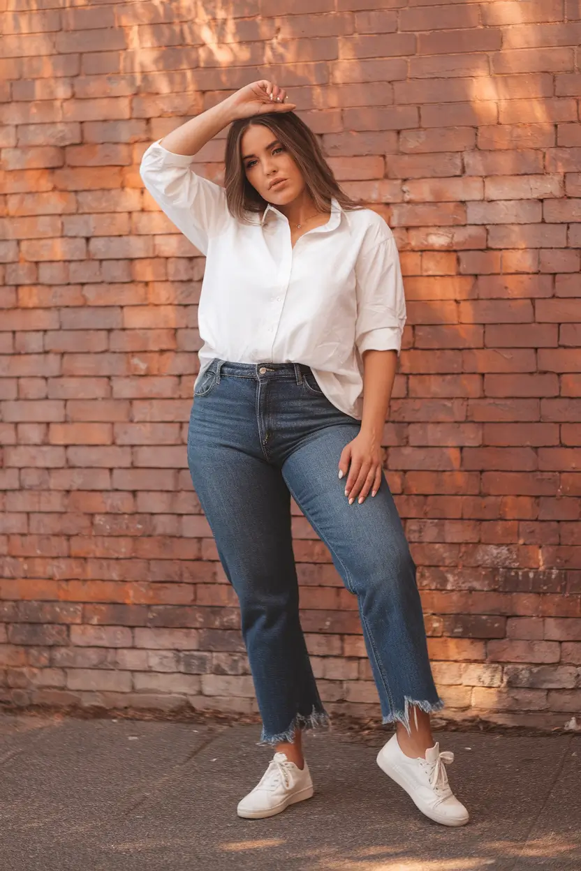 fall outfits with jeans 2025 Shirt-and-Sneakers Vibe Upgrade
