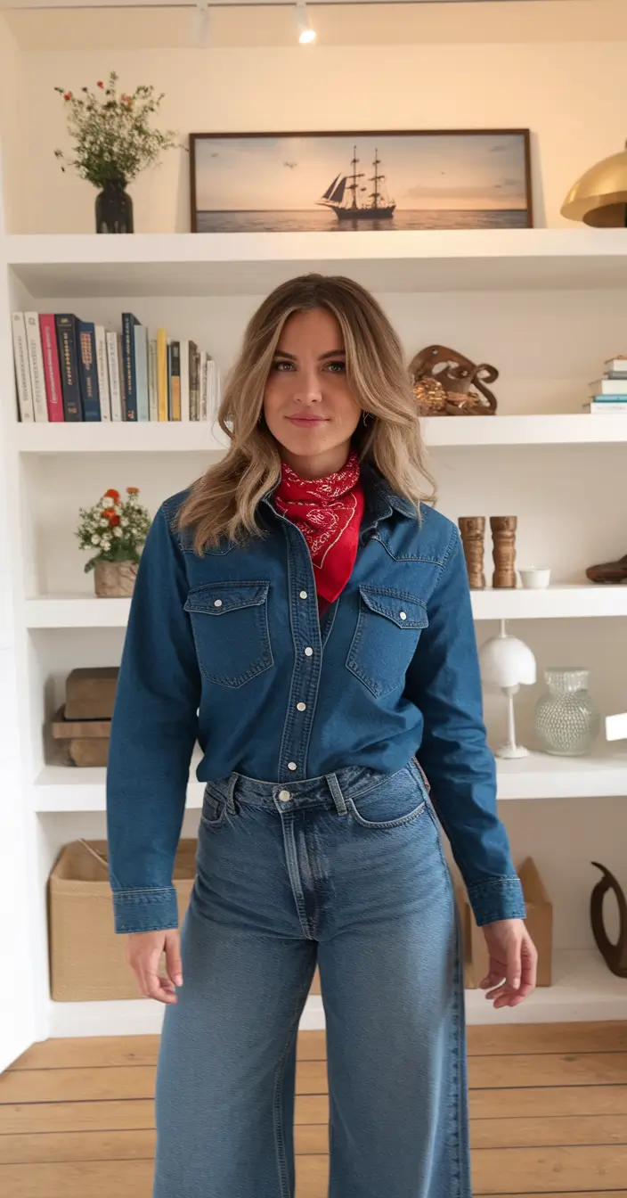fall outfits with jeans 2025 Western Denim Revival