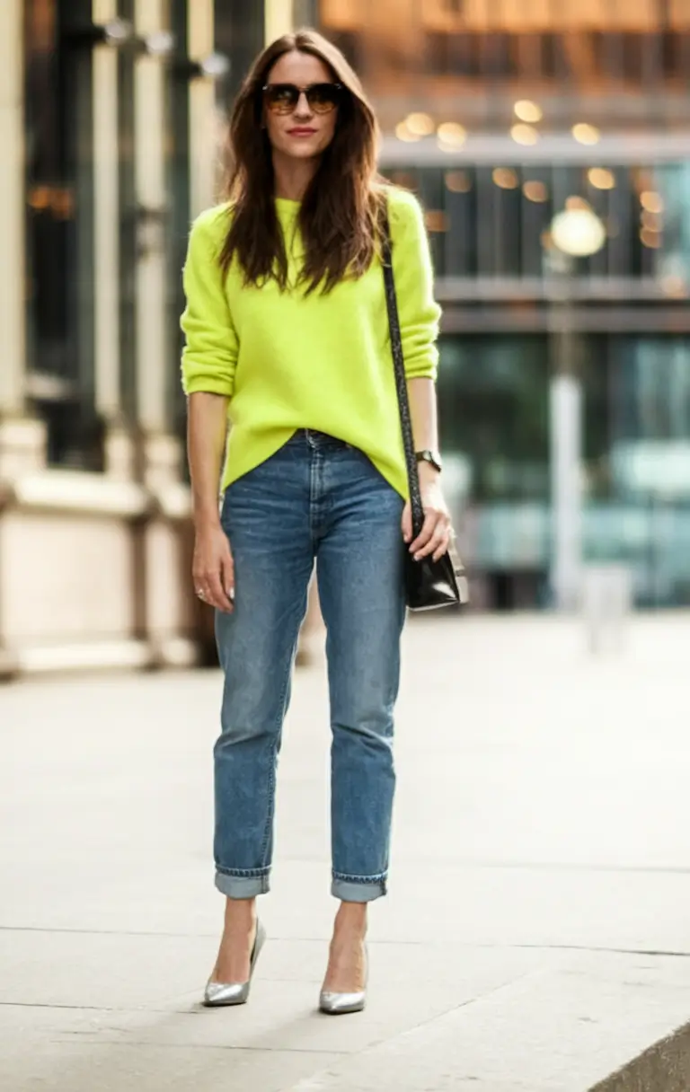 fall outfits with jeans 2025 Street Smart in Highlighter & Denim