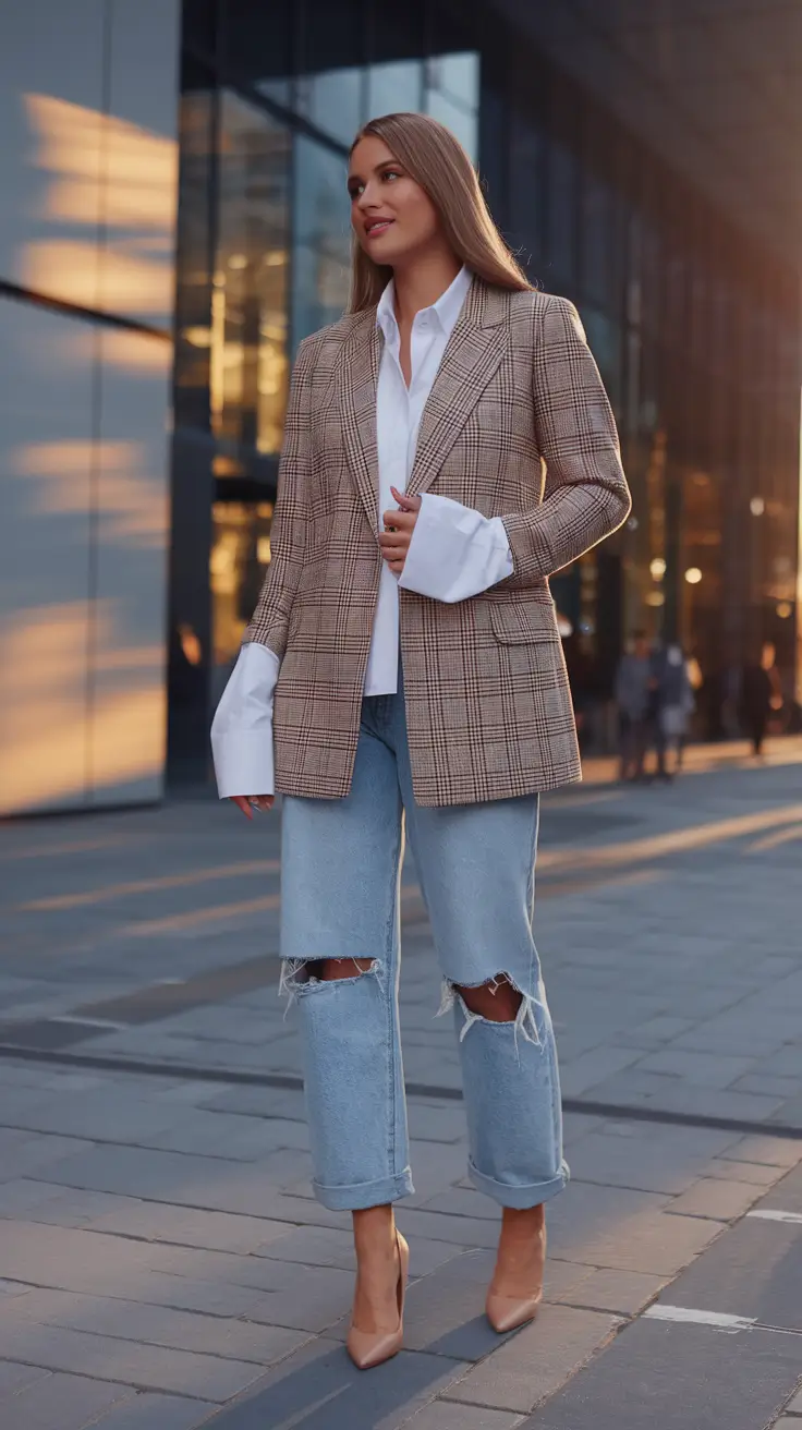 fall outfits with jeans 2025 Relaxed Blazer Cool-Girl Vibe