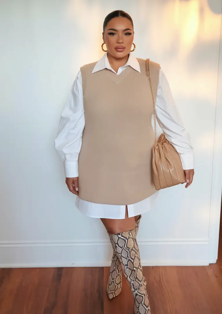 fall plus size capsule wardrobe Neutral Tones, Bold Confidence