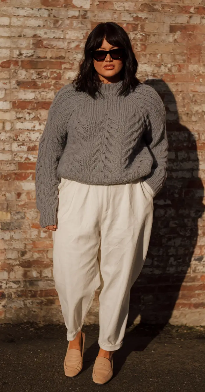 fall/winter plus size capsule wardrobe Chunky Sweater Chic