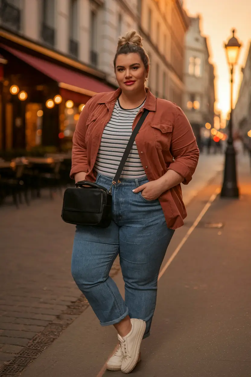 fall plus size capsule wardrobe Street Style Layers with Parisian Charm