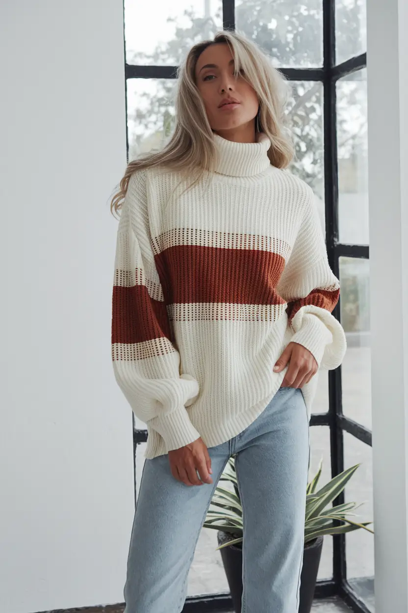 fall sweater outfits ideas 2025 Soft Lines and High Contrast