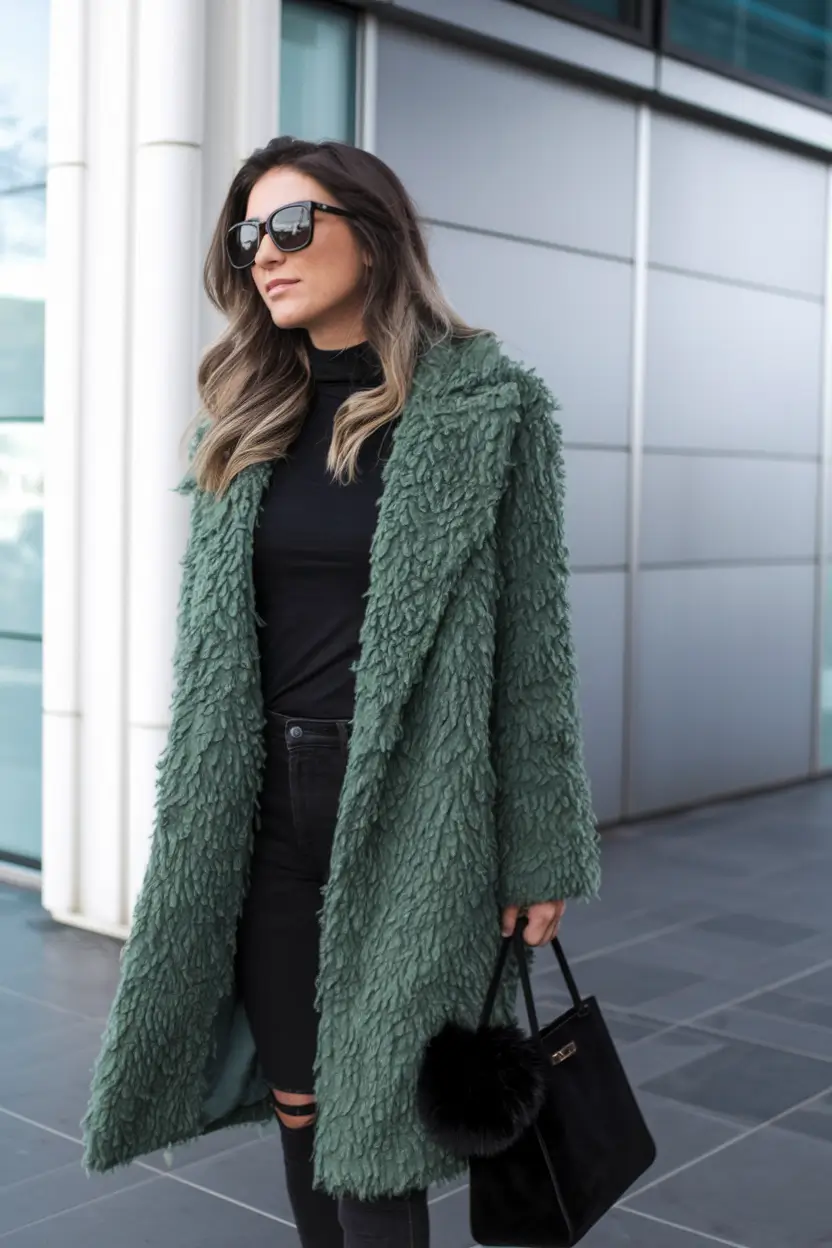 fall winter outfits ideas 2025 Textured Moss Elegance for Everyday