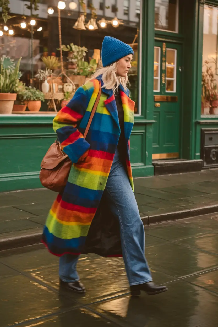 fall winter outfits ideas 2025 Rainbow Revival for Rainy Days