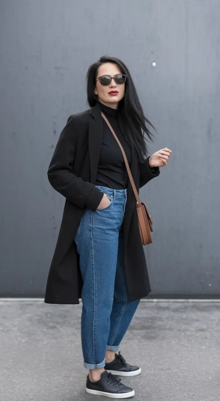 fall winter outfits ideas 2025 Minimalist Noir with a Downtown Edge