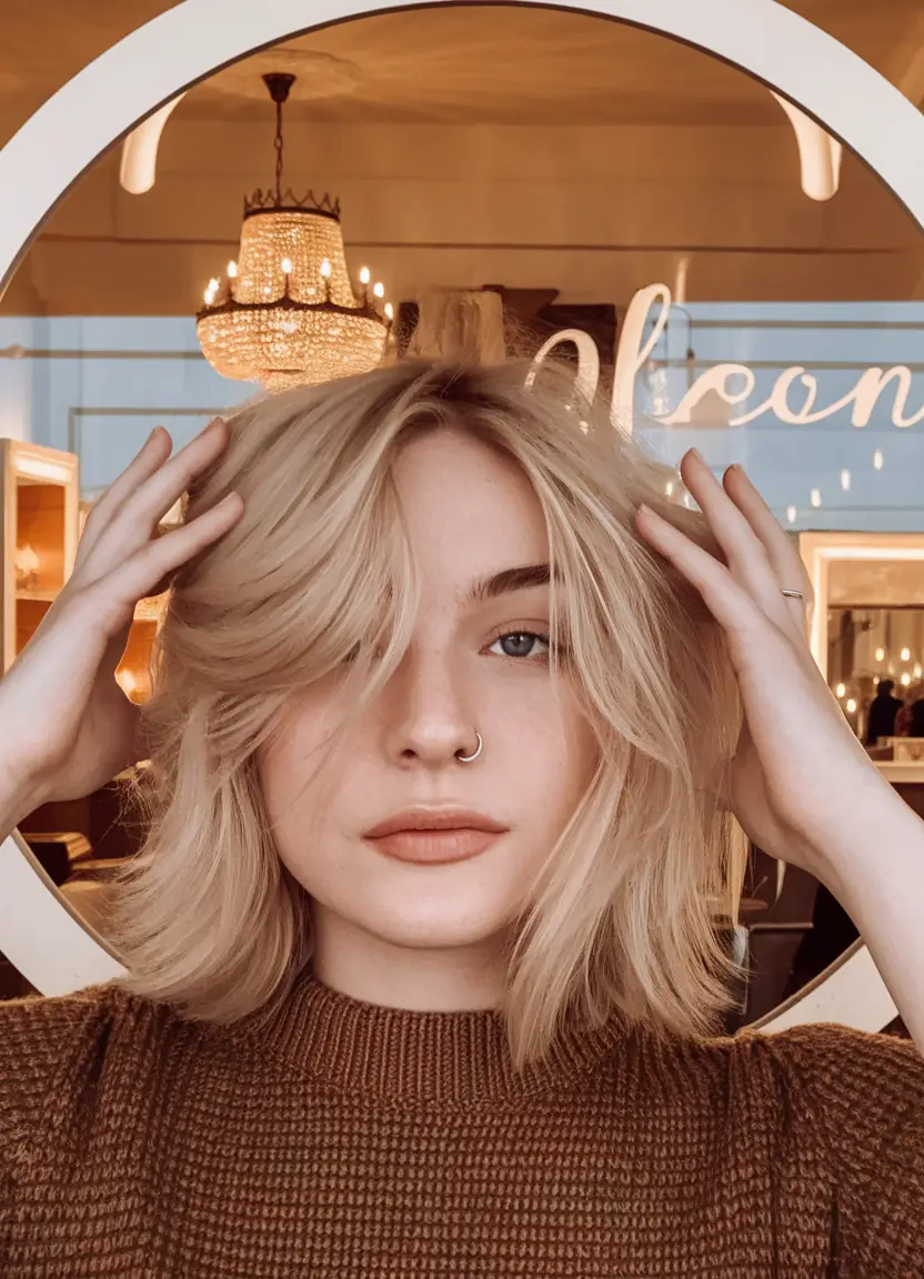 fall hair color for blondes with bangs low lights caramel