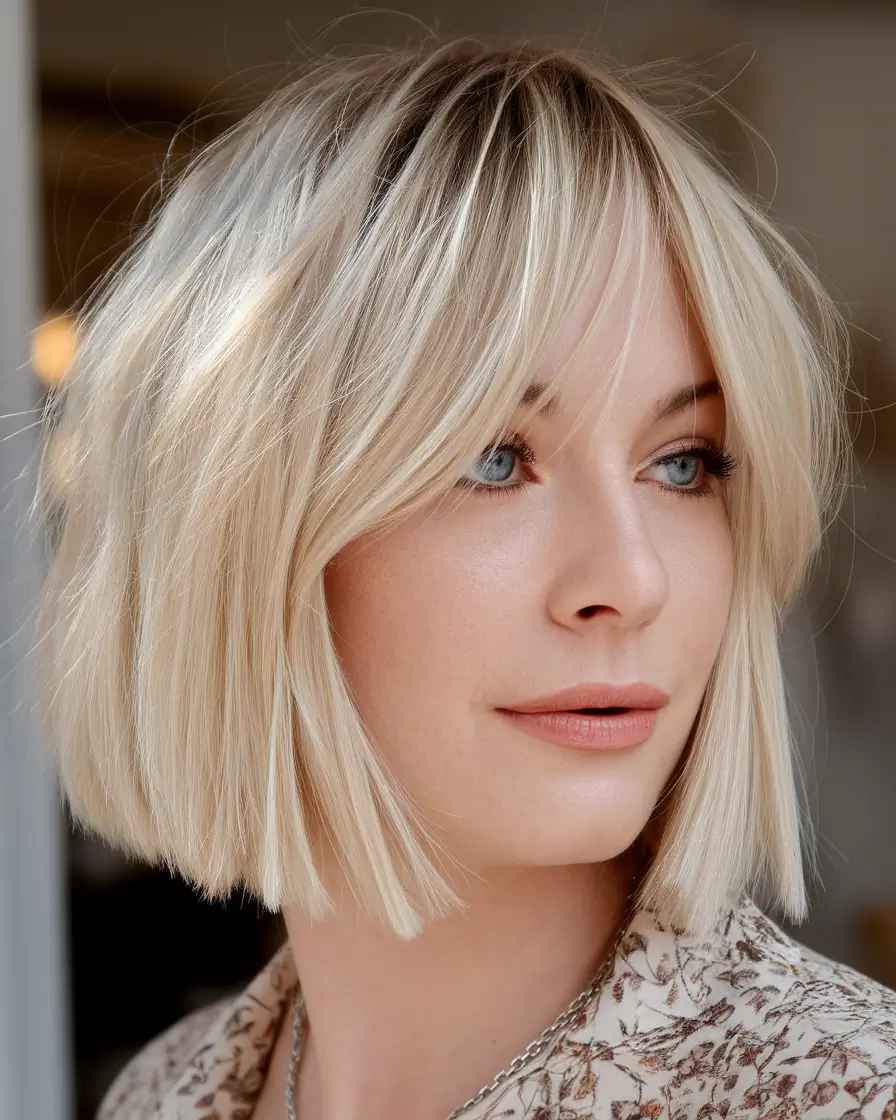 fall hair color for blondes with bangs french bob