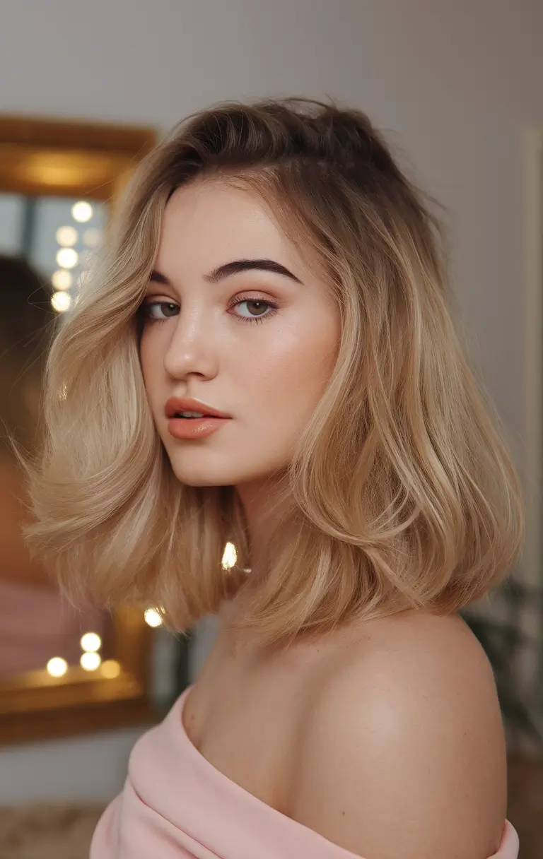 fall hair color for blondes with red low lights caramel medium length