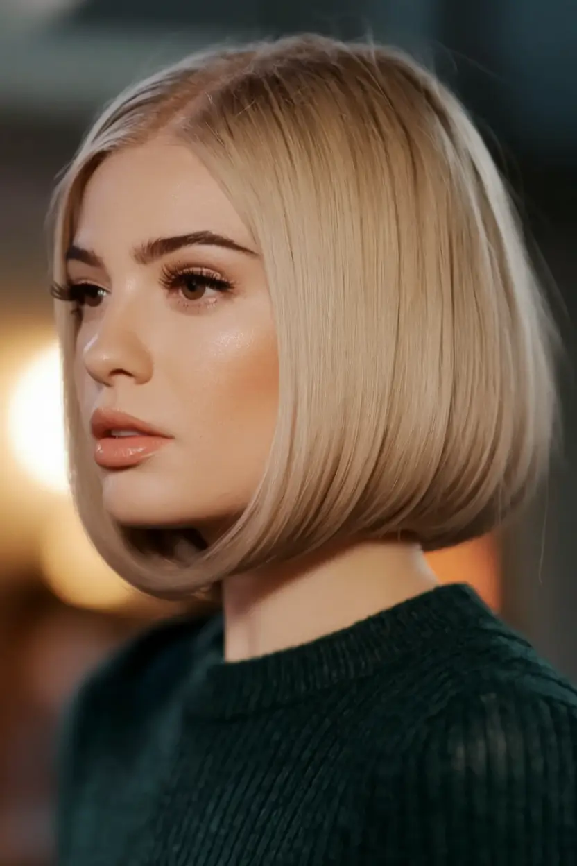 fall hair color for blondes Sleek and Sharp With a Hint of Ice