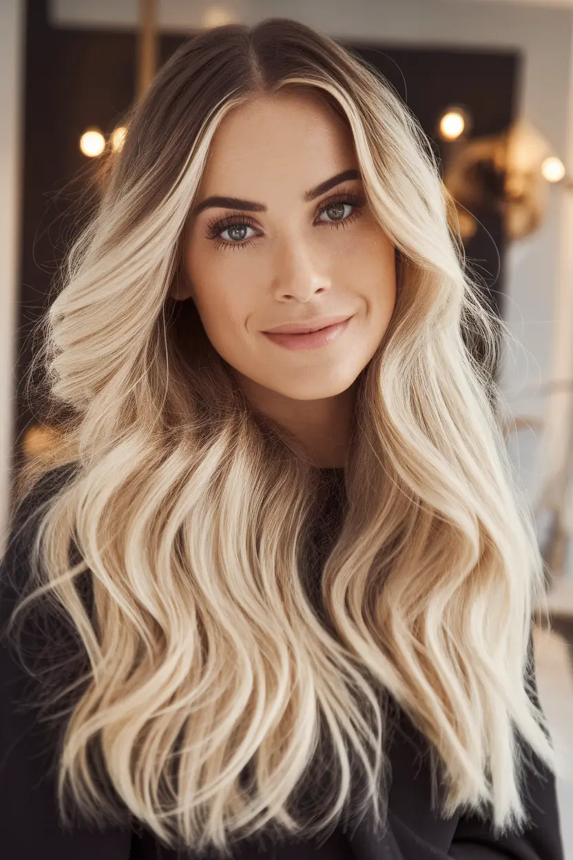 fall hair color for blondes Golden Glam With Cascading Length