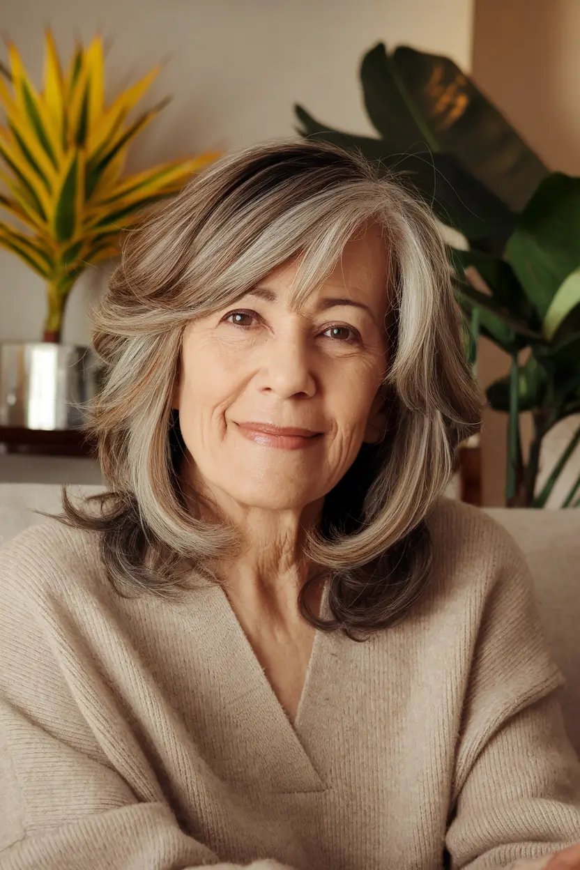 Haircuts for Women Over 60 - Fall 2025 Silver Layered Bob with Soft Flicks