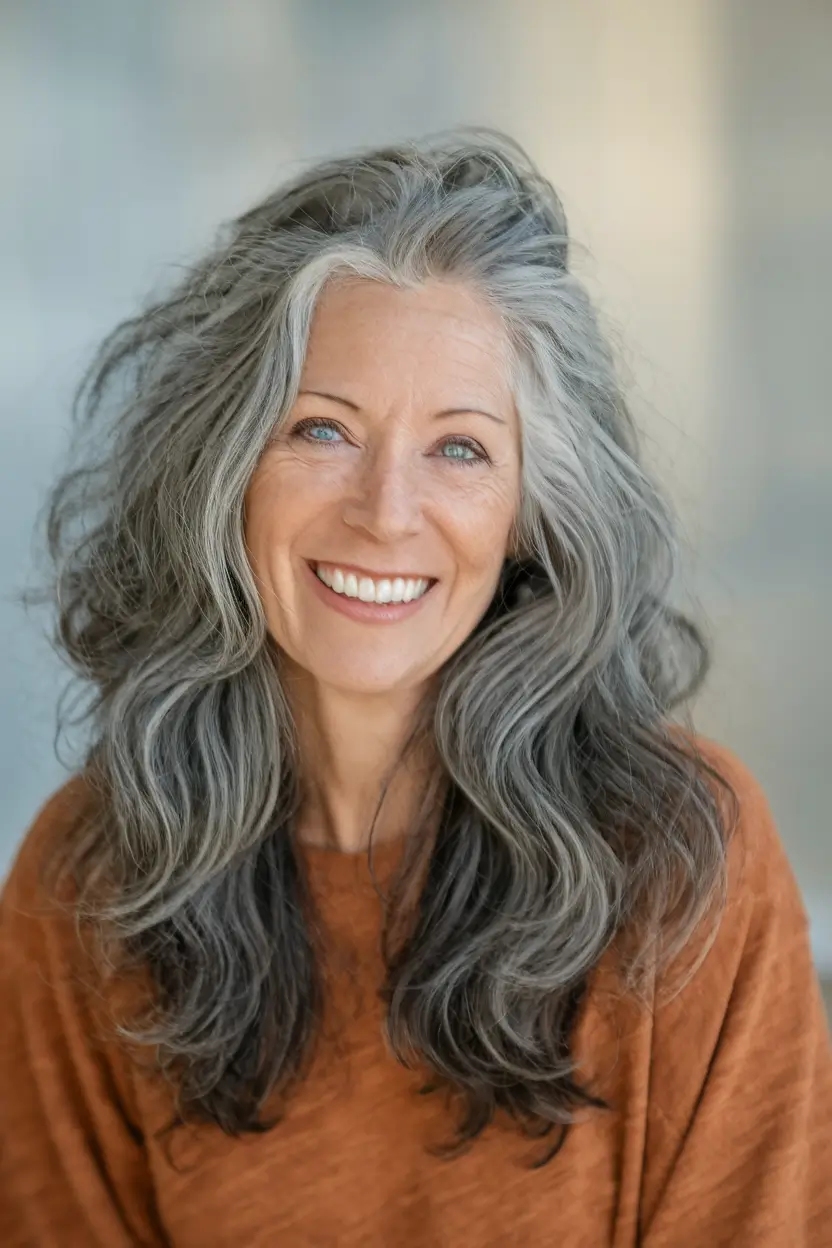 Haircuts for Women Over 60 - Fall 2025 Silver Waves with Natural Texture