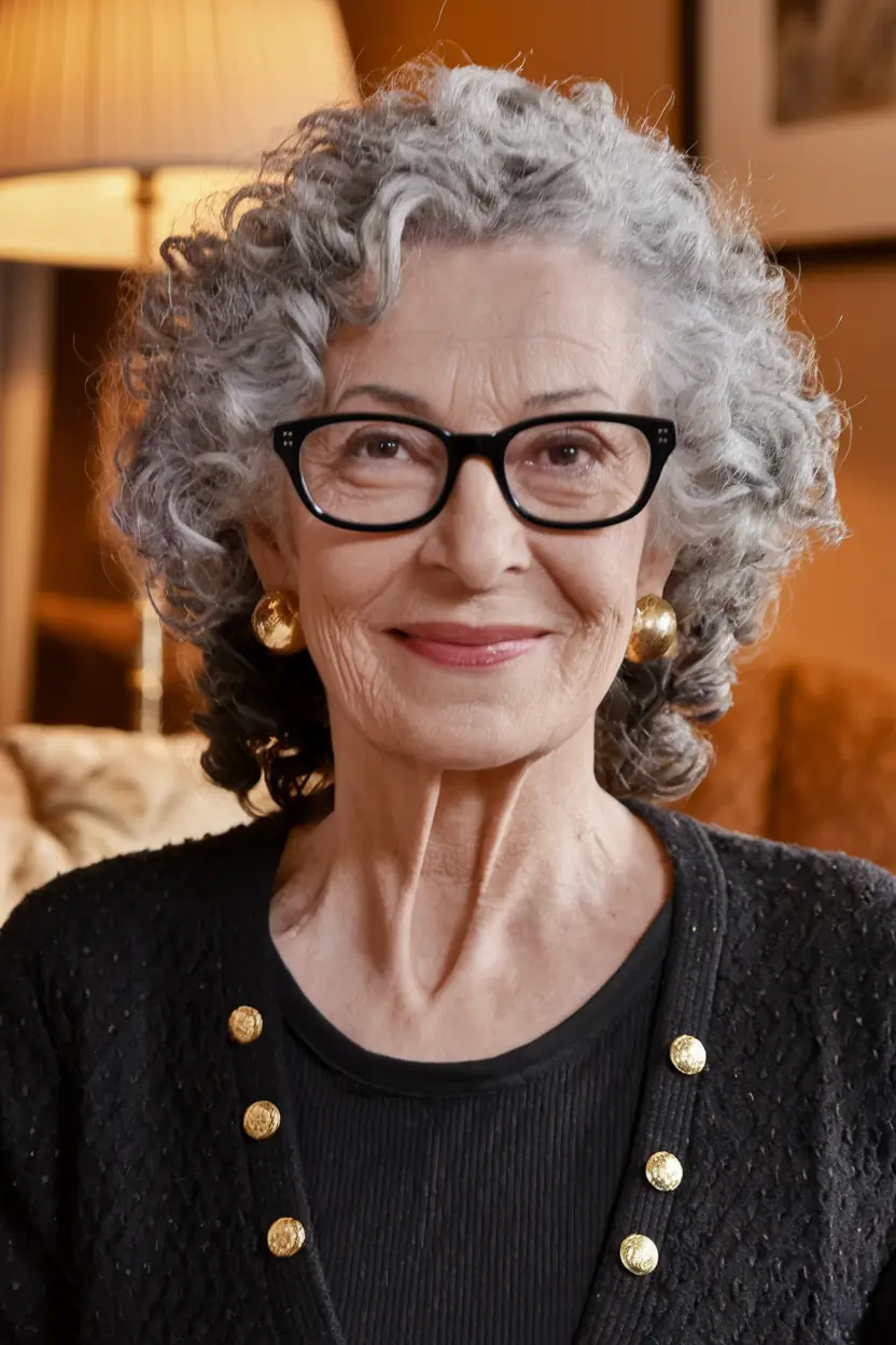Haircuts for Women Over 60 - Fall 2025 Short Curly Bob with Natural Grey