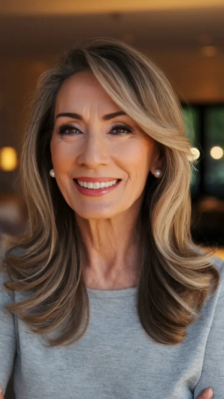 Haircuts for Women Over 60 - Fall 2025 Face-Framing Blowout with Brightened Ends