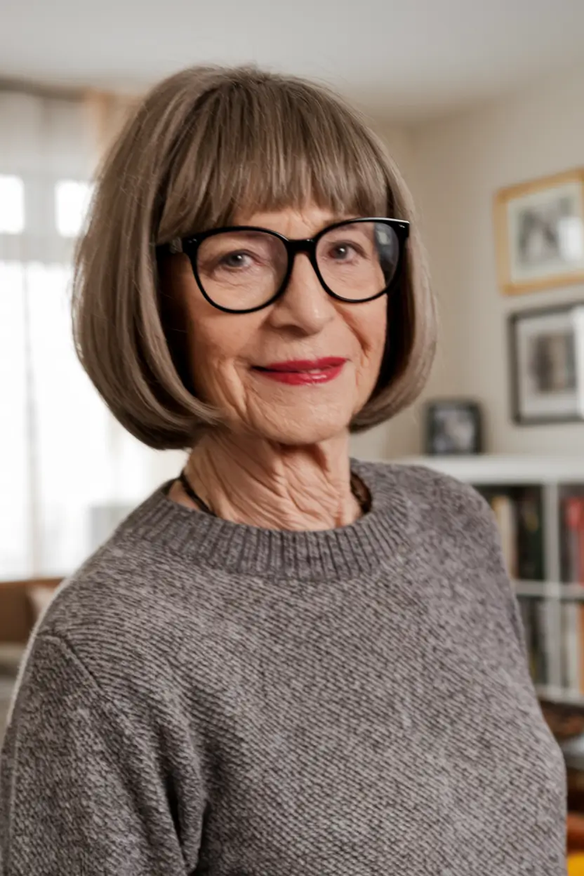 Haircuts for Women Over 60 - Fall 2025 Classic Short Bob with Blunt Bangs