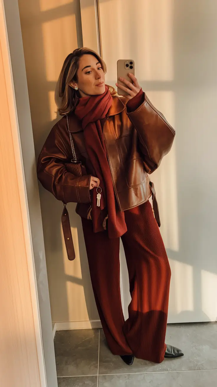 Layers Spice-Toned Textures with Leather Luxe