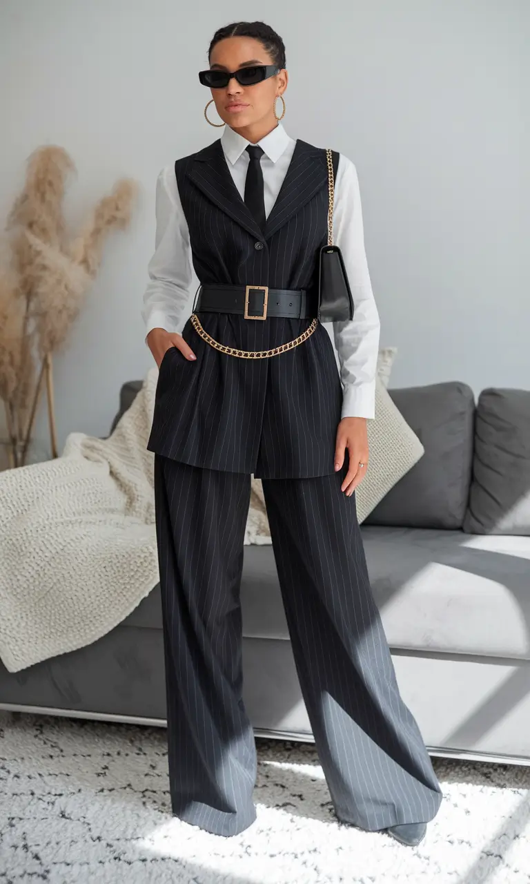 Layers Power Pinstripes with Chain-Link Flair