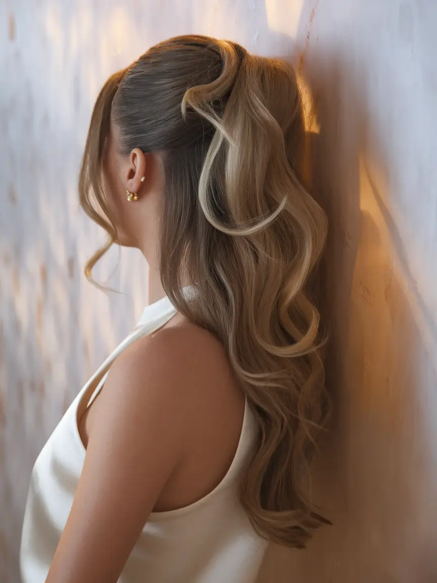 Long Fall Hairstyles to Love in 2025 Half-Up Twist with Luxurious Waves