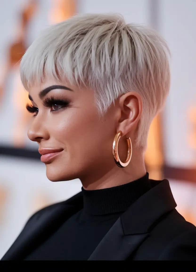 fall pixie haircut Arctic Chic with Full Platinum Layers