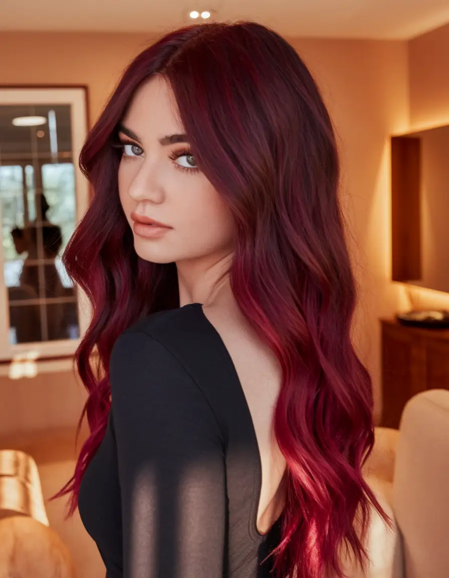 Must-Try Fall Red Hair Colors for Redheads 2025 Deep Berry Red With Dimensional Curls