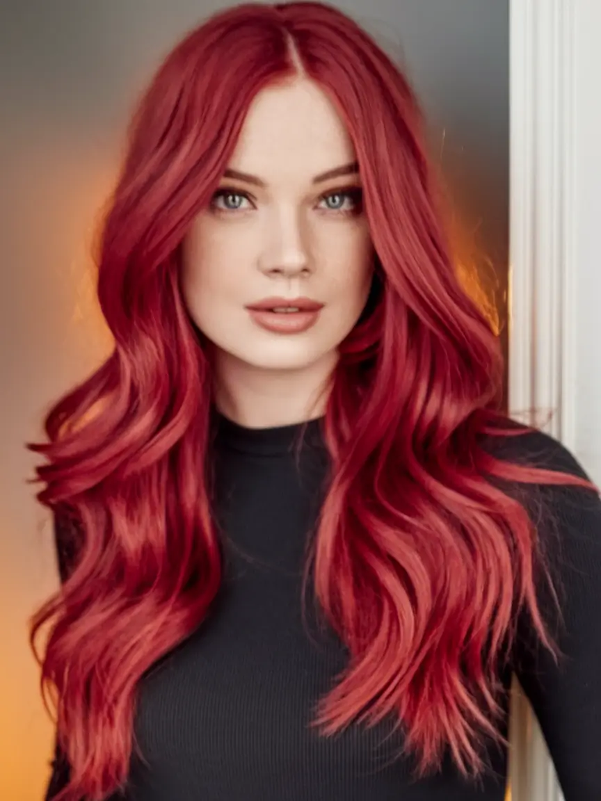 Must-Try Fall Red Hair Colors for Redheads 2025 Warm Red Balayage on Long Layers