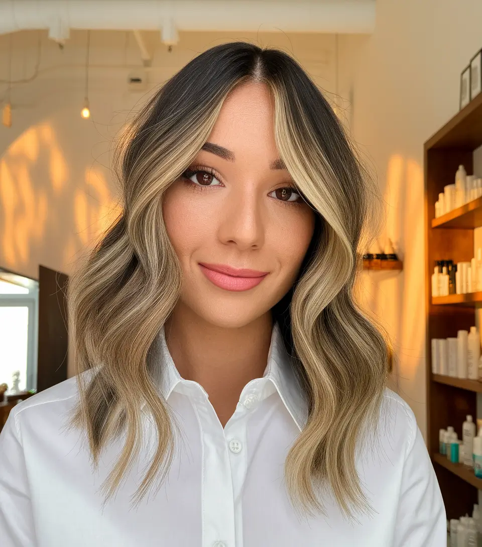 New haircuts - September 2025 ideas Blonde Curtain Balayage with Center Part