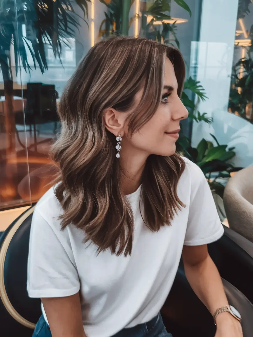 New haircuts - September 2025 ideas Neutral Brunette with Soft Volume and Side Part