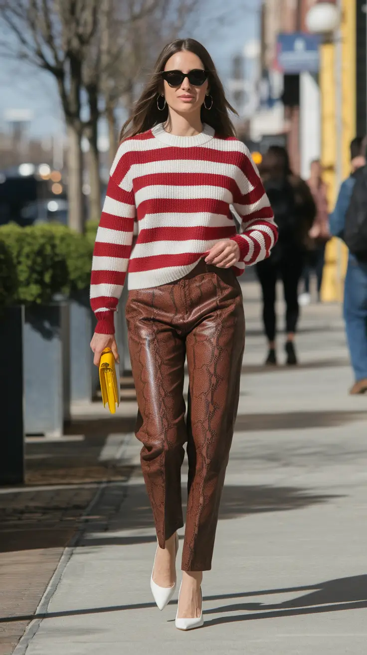 new ideas 2025 fall style for women – Stripes & Snakeskin: Unexpected but Oh-So-Right