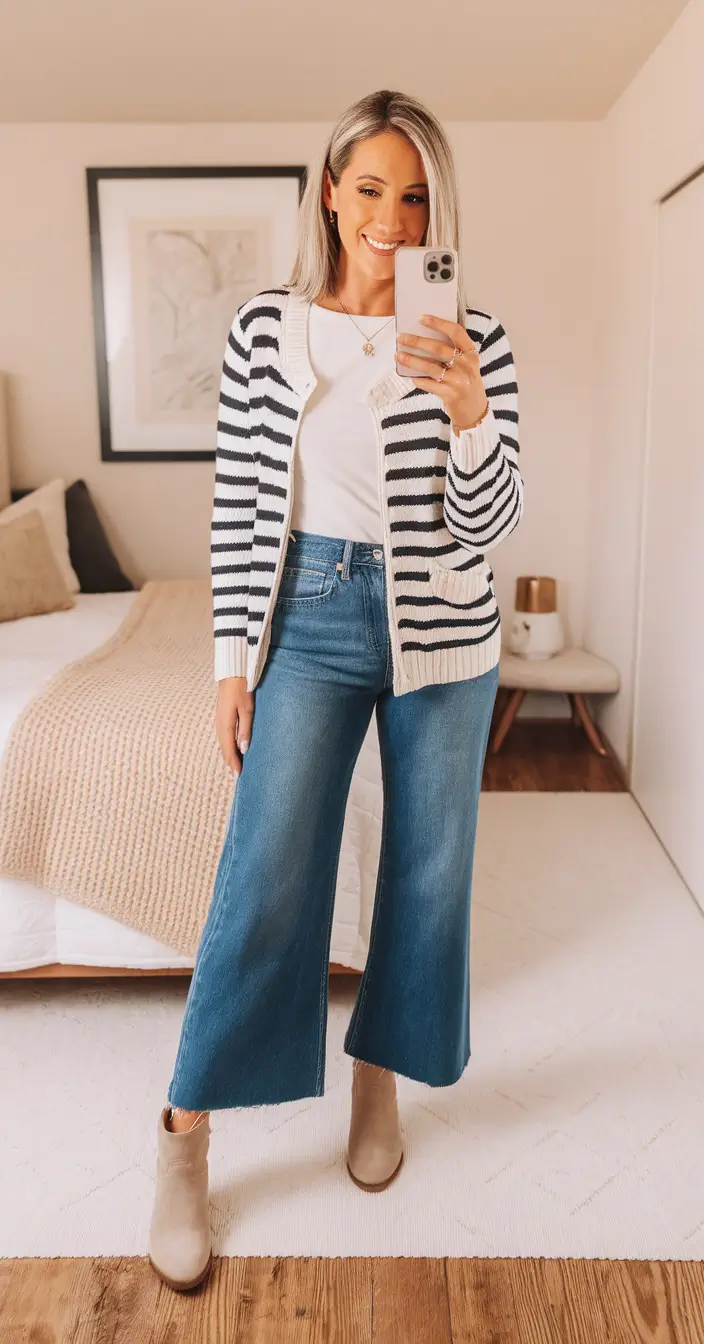 new ideas 2025 fall style for women – Everyday Ease: Stripes and Wide-Leg Denim