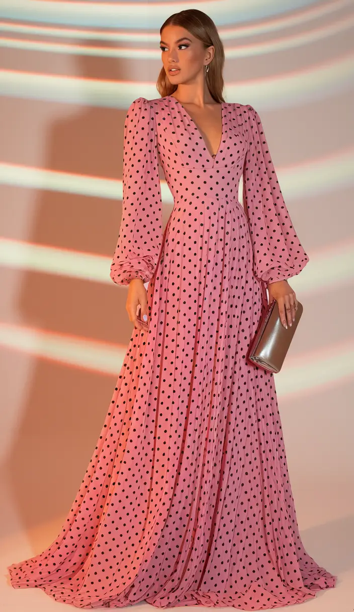 october wedding guest outfits ideas 2025 Romantic Polka Dots for a Black Tie Affair