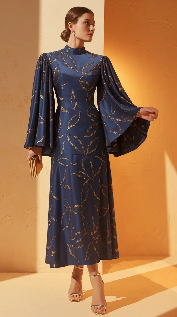 october wedding guest outfits ideas 2025 Moody Elegance with Midnight Gold