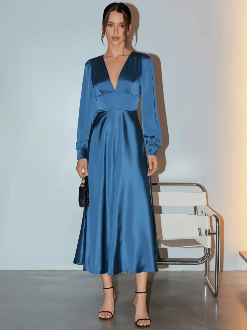 october wedding guest outfits Midnight Satin for a Sultry Black-Tie Night