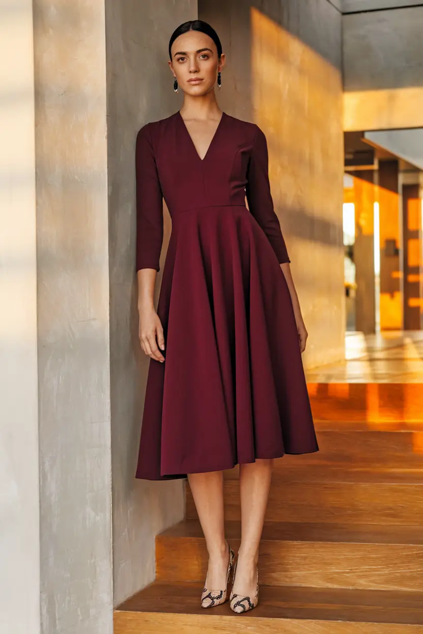 october wedding guest outfits Merlot Sophistication for a Cold October Affair