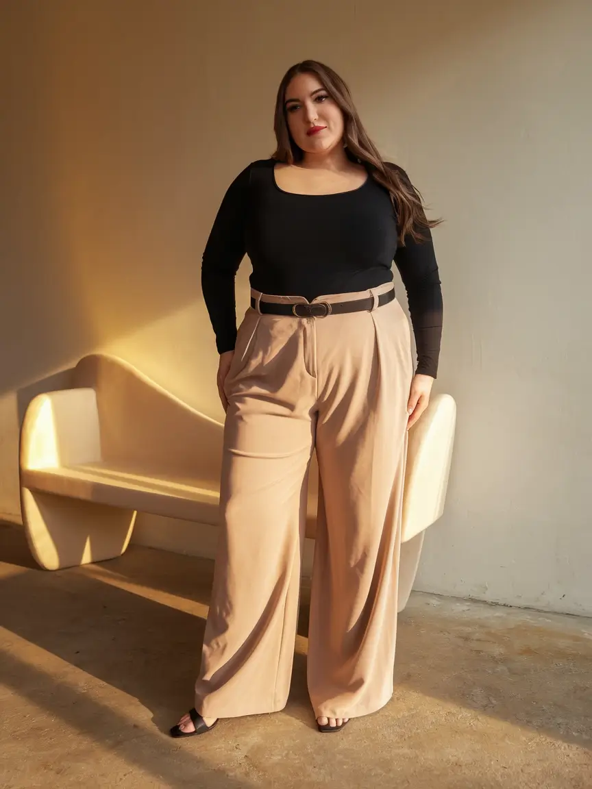 plus size fall fashion ideas 2025 Soft-Neutral Boss Vibes