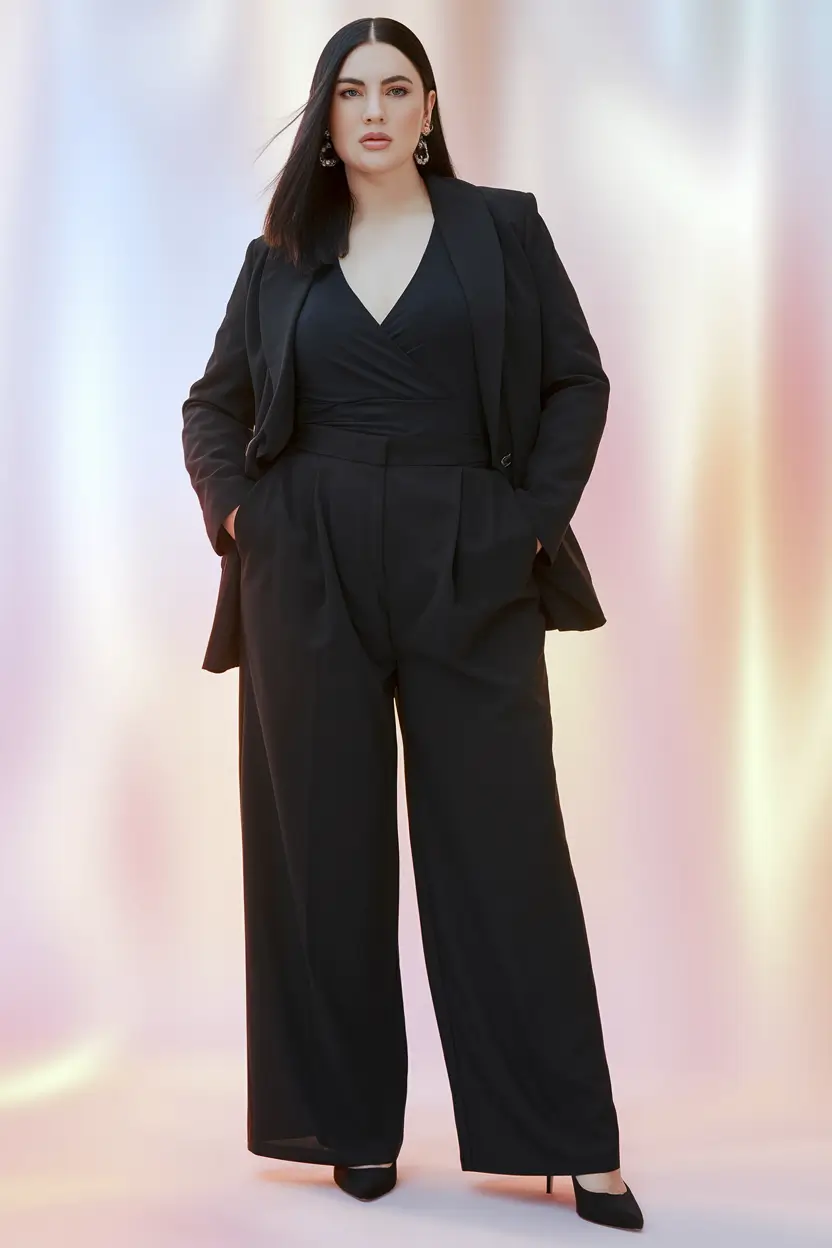 plus size fall fashion ideas 2025 Midnight Power Suit