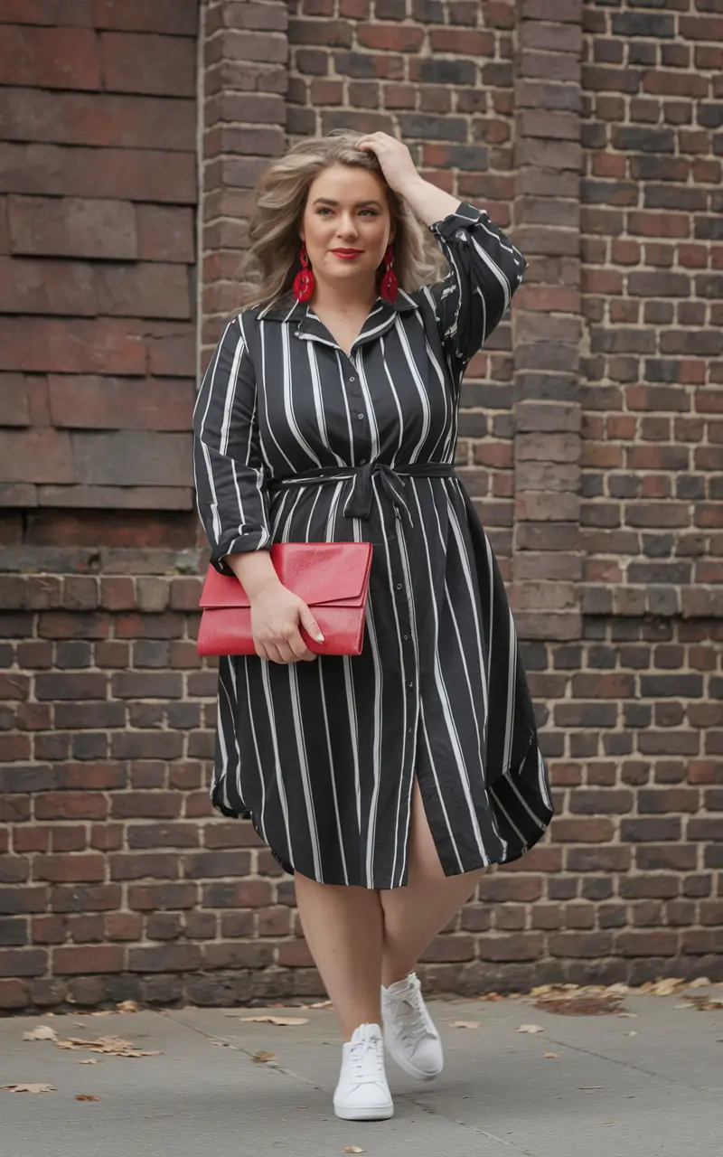 plus size fall fashion ideas 2025 Graphic Stripes on the Move