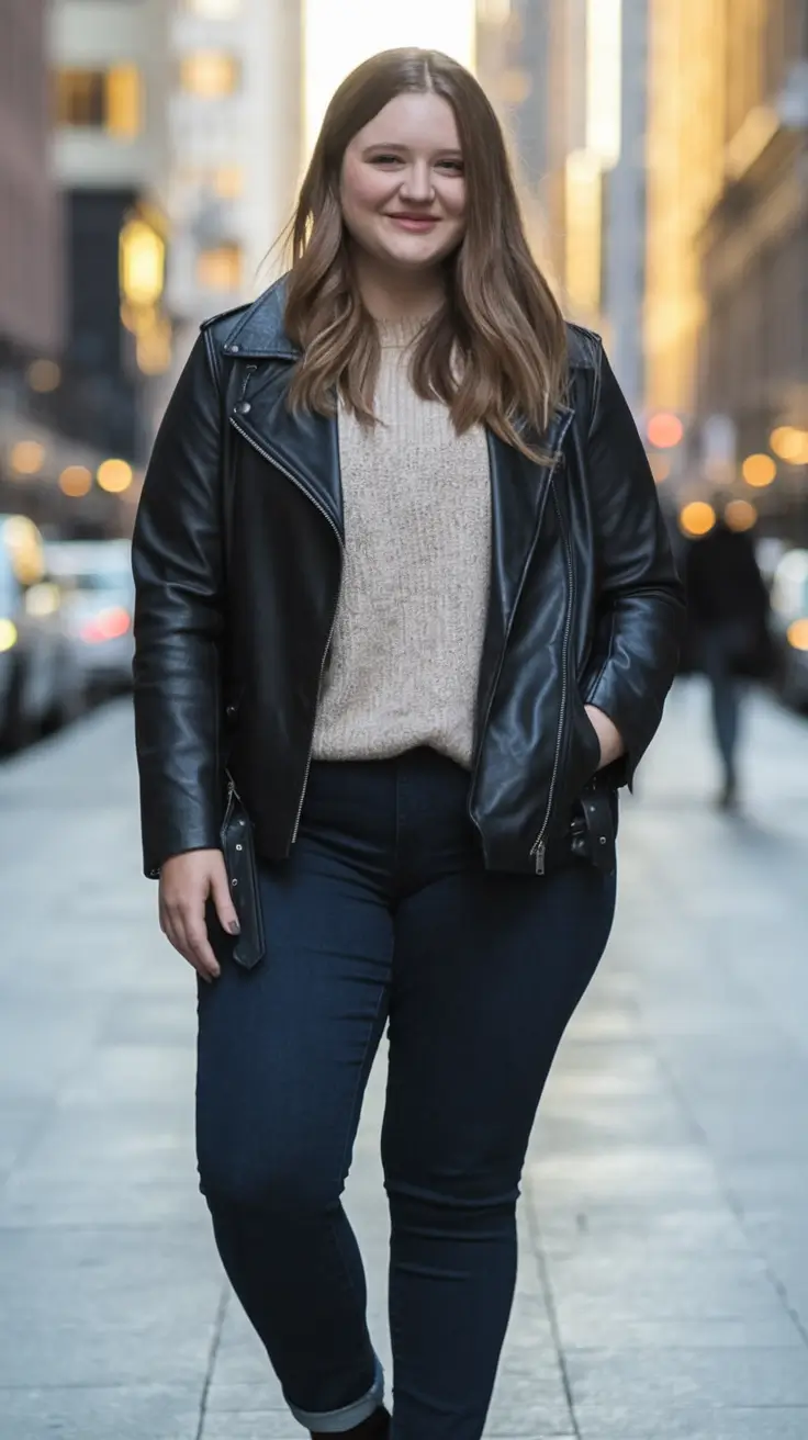 plus size fall fashion ideas 2025 Moto Cool After-Hours
